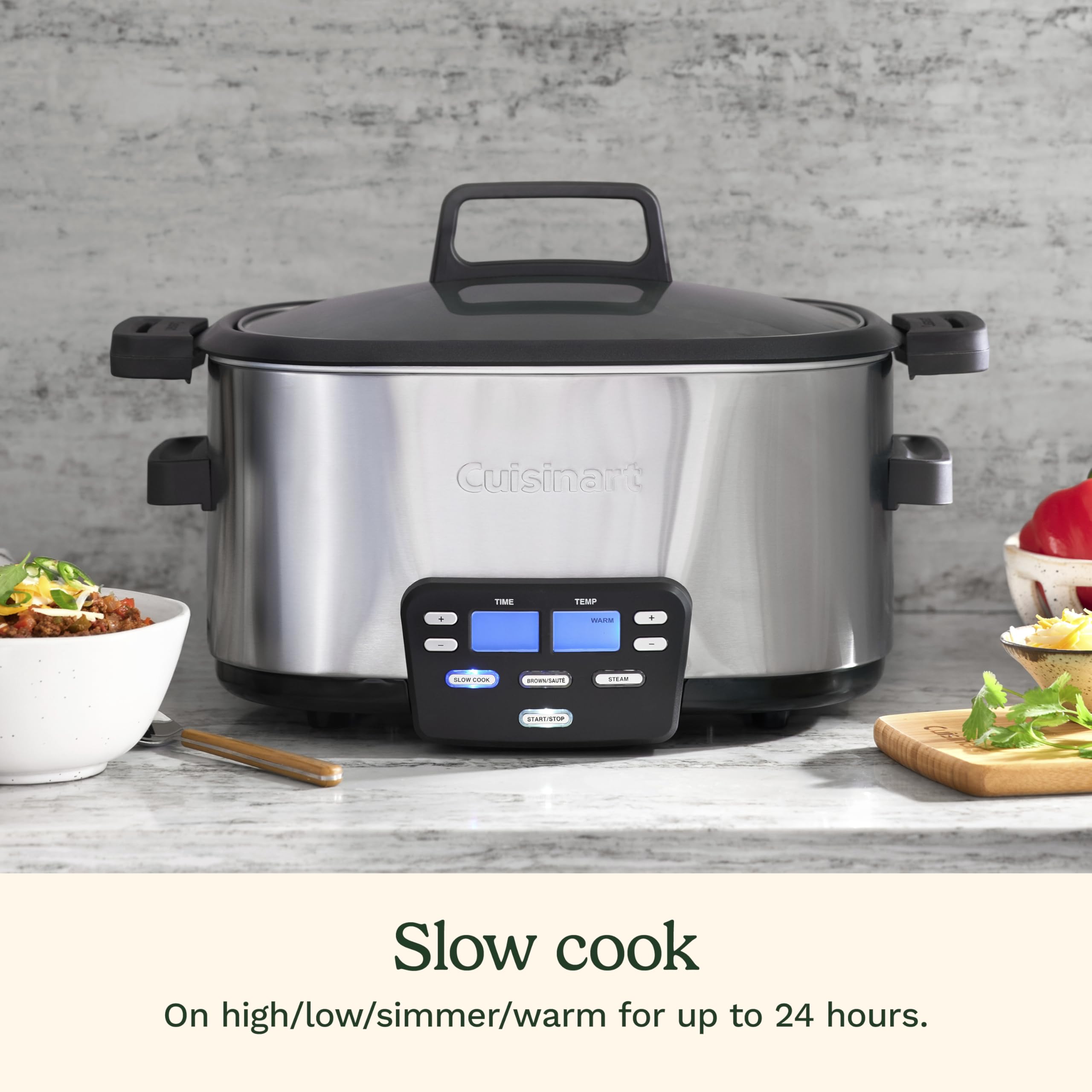 Cuisinart 3-In-1 Cook Central 6-Quart Multi-Cooker: Slow Cooker, Brown/Saute, Steamer, MSC-600 NAS, Silver - Image 3
