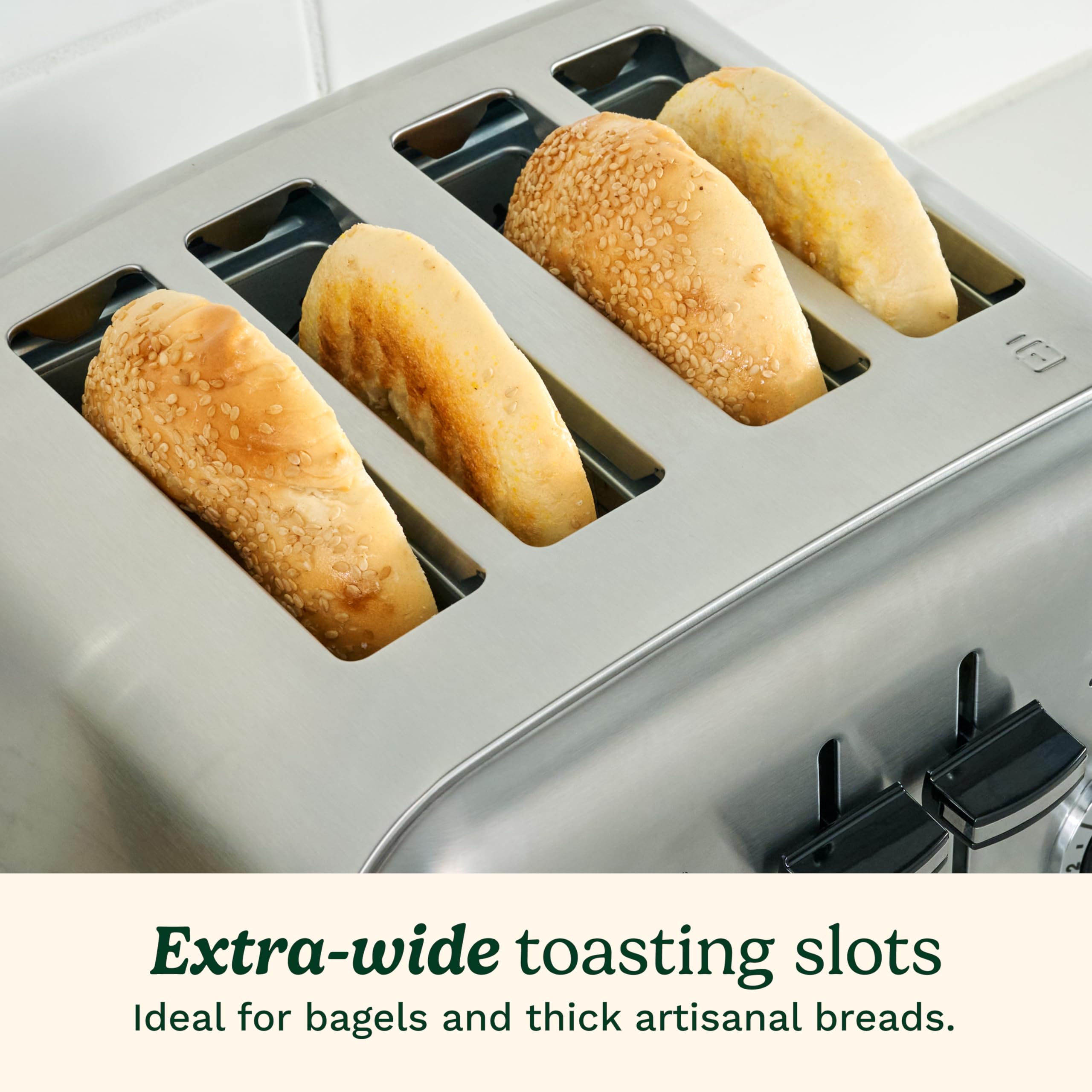 Cuisinart 4 Slice Compact Stainless Steel Toaster with Extra-Wide Slots for Bread, French Toast, Bagels & Pastries, Defrost & Reheat Functions, CPT-180P1, Brushed Stainless, Removable Crumb Tray - Image 4