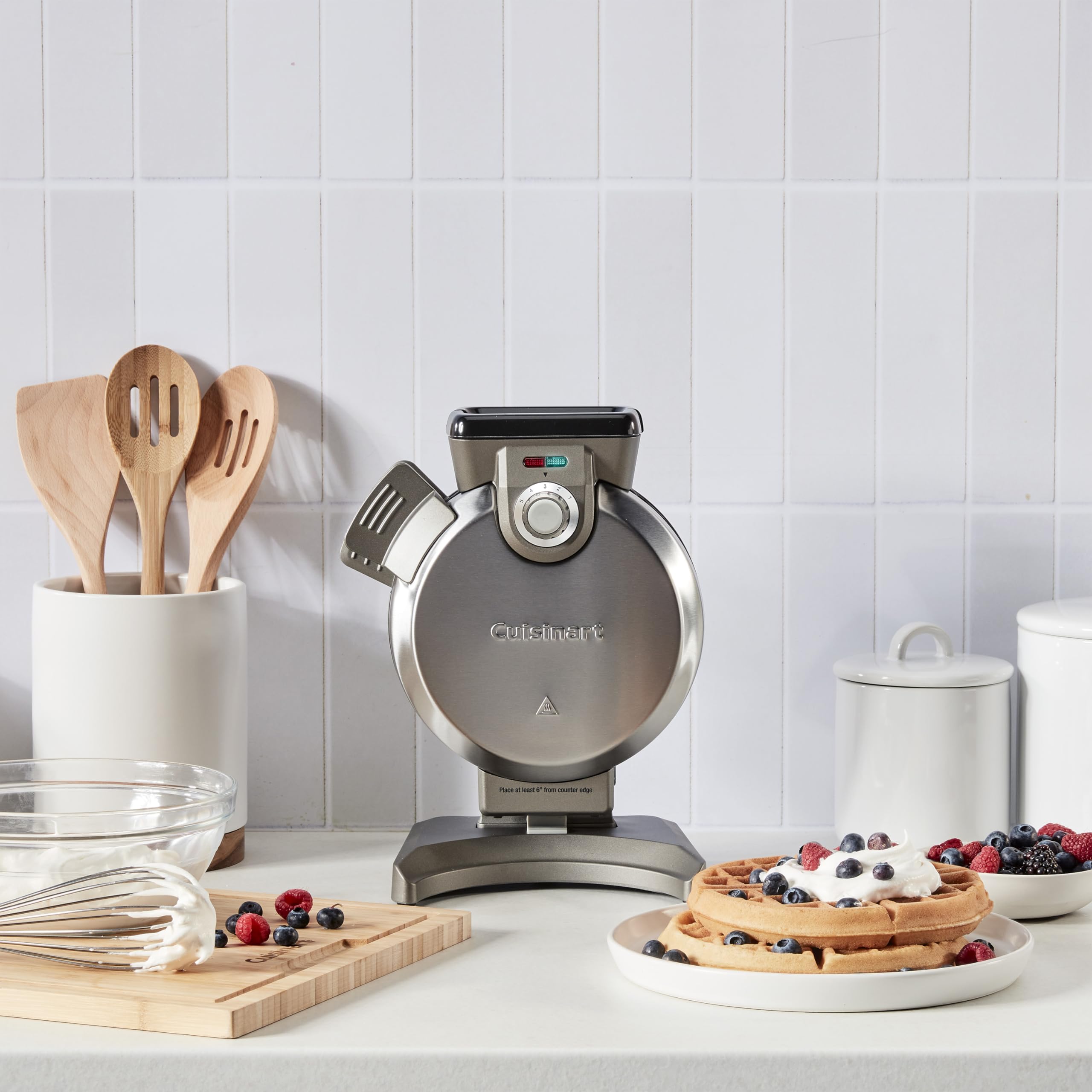 Cuisinart Belgian Waffle Maker, Vertical Iron, Silver, WAF-V100P1 - Image 3