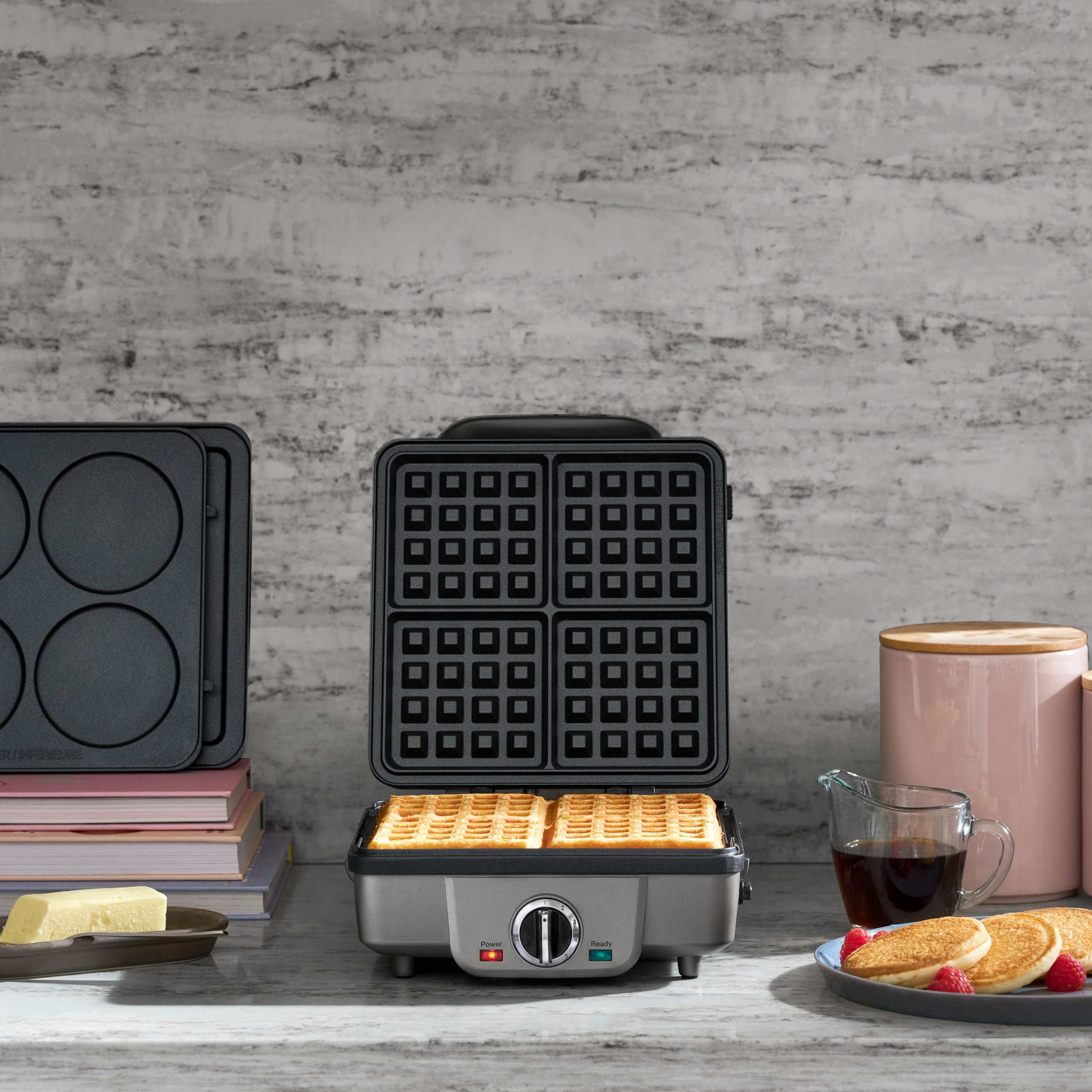 Cuisinart Belgian Waffle Maker with Pancake Plates, Nonstick Plates, 6 Browning Levels, Ready Indicator Lights, Temperature Control, Deep Waffle Pockets, WAF-300P1, Brushed Stainless - Image 7