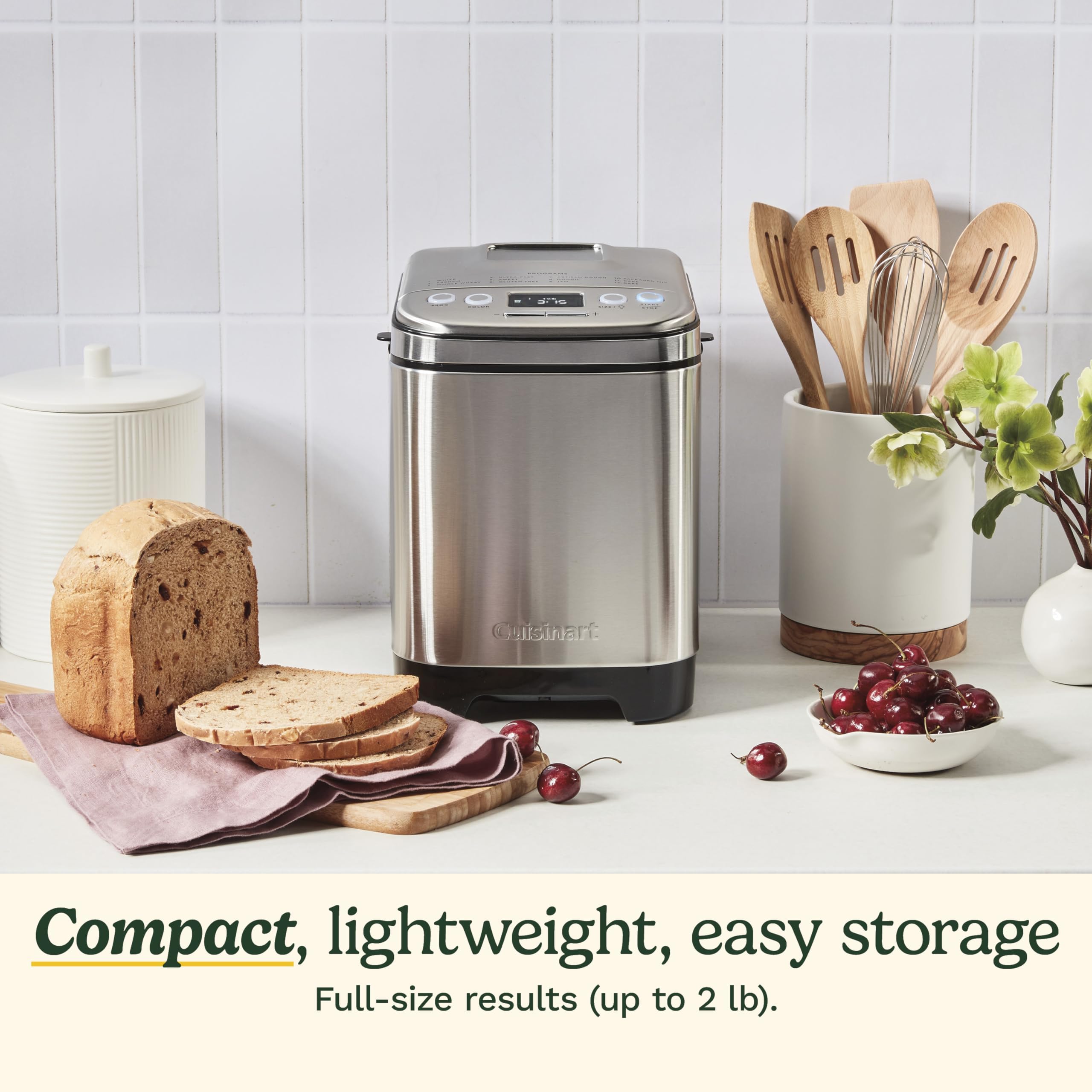 Cuisinart Bread Maker Machine, Stainless Steel Automatic Bread Machine with 12 Menu Options, 3 Loaf Sizes up to 2 Lb., 3 Crust Colors, Removable Nonstick Baking Pan & Kneading Paddle, CBK-110NAS - Image 3
