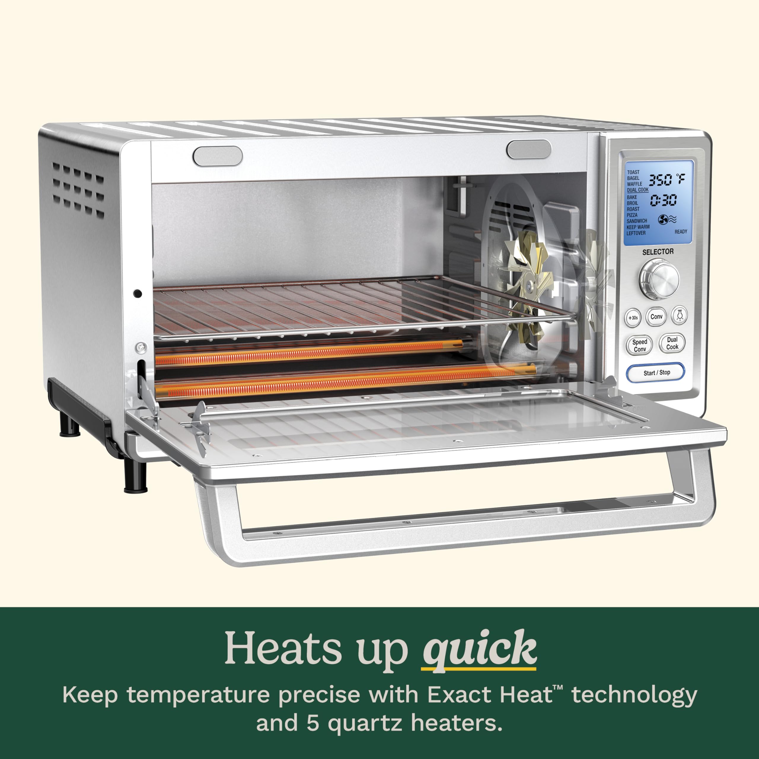 Cuisinart Chef’s Convection Toaster Oven, 1800-Watt Electric Oven with 15 Cooking Functions, Fits 13" Pizza, 9"x13" Baking Pan, and Full-Size Chicken, Nonstick Interior, TOB-260N1NAS, Stainless Steel - Image 7