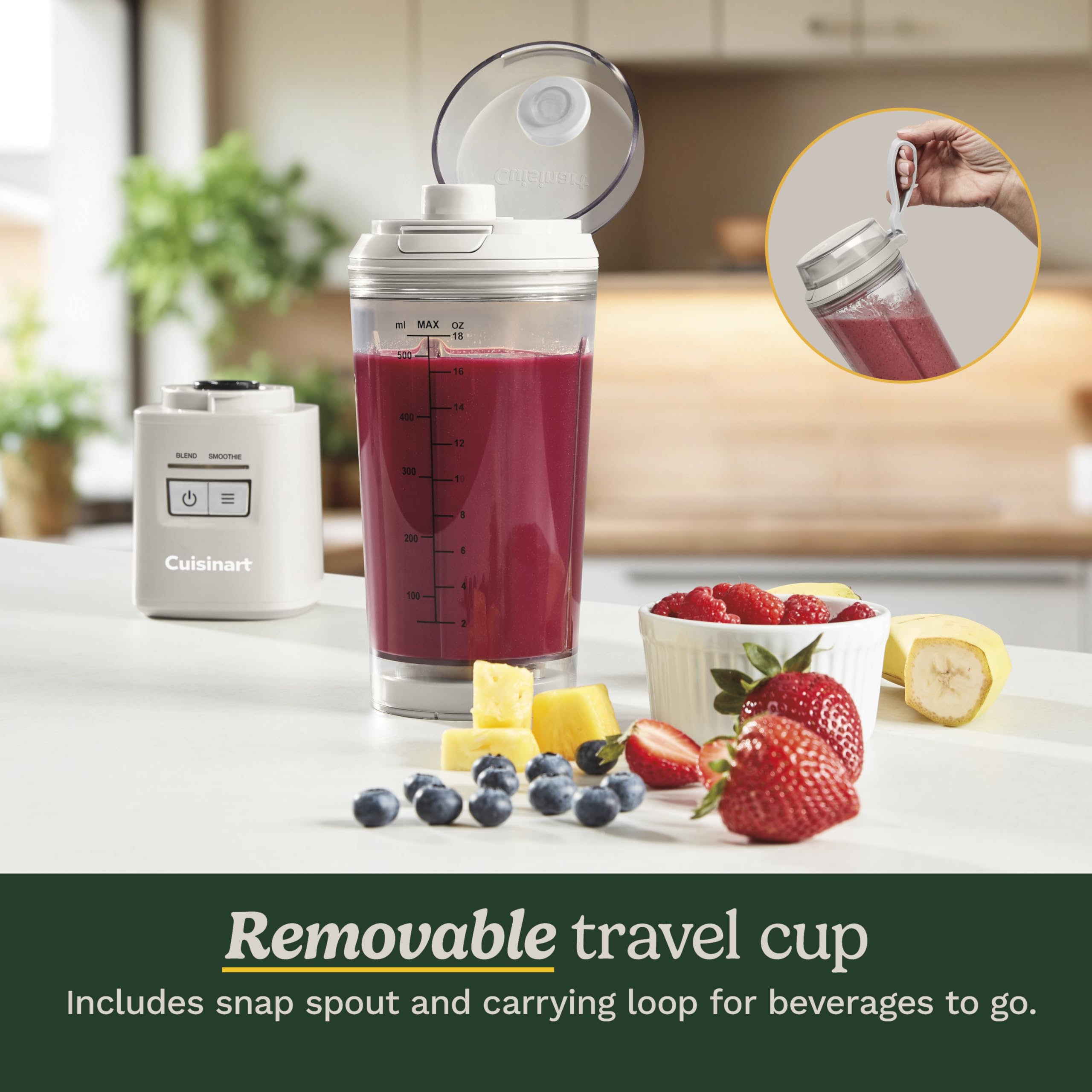 Cuisinart Cordless Rechargeable Portable Blender for Smoothies & Shakes, Personal Smoothie, Compact For Travel, On-the-Go Use, Tan, PBL-100 - Image 5
