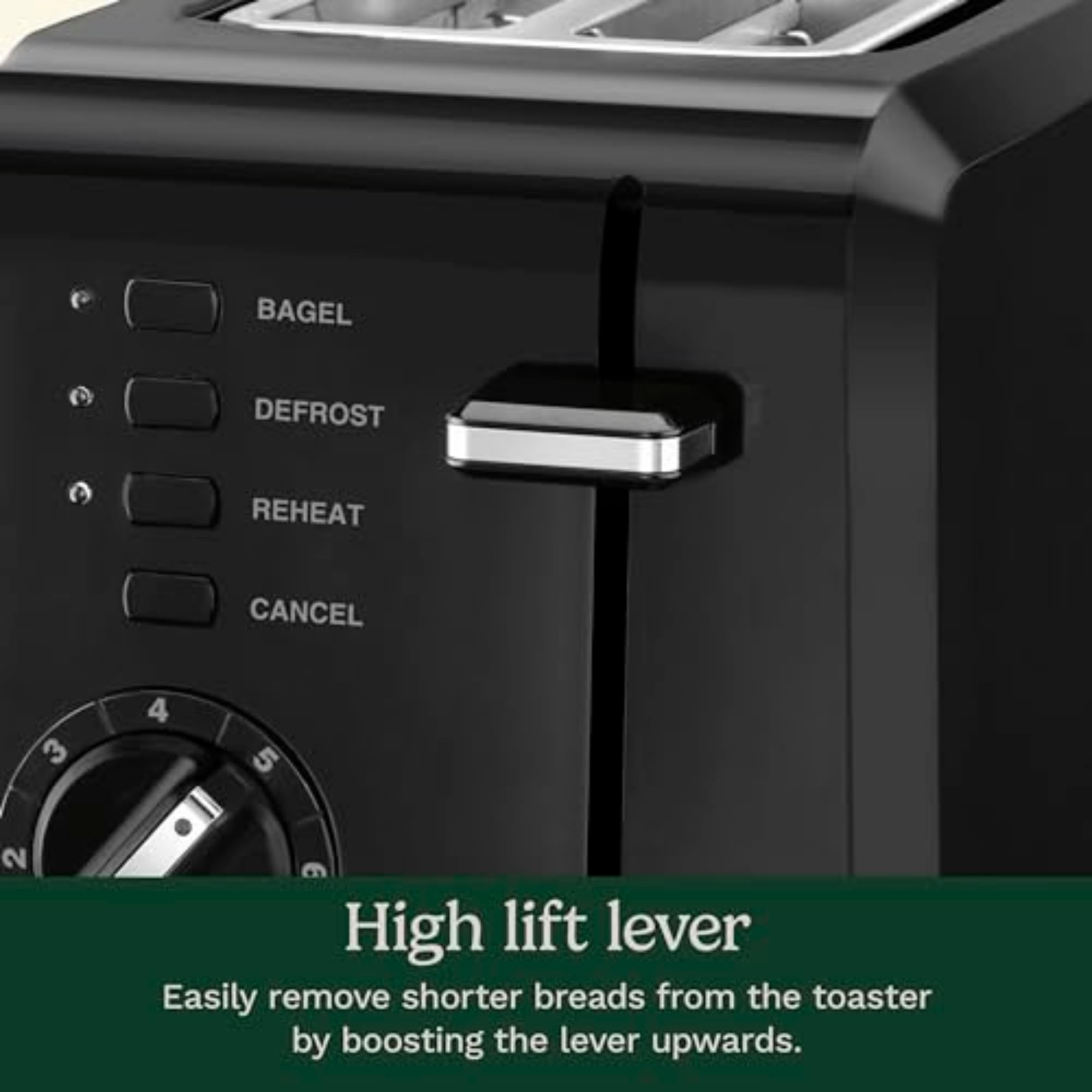 Cuisinart CPT-122BK 2-Slice Compact Plastic Toaster, Slots for Bagels & Bread, 7 Shade Settings, Cancel/Defrost/Reheat Functions, Removable Crumb Tray, Small Kitchen Appliance for Home & Office, Black - Image 5