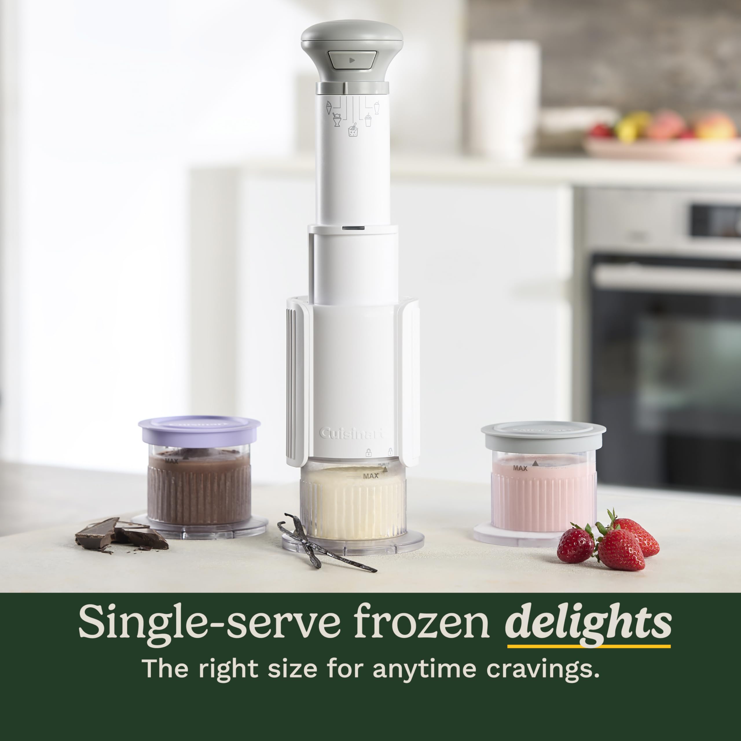 Cuisinart FastFreeze 5-in-1 Ice Cream, Sorbet, Milkshakes, Slushies and Mix-In Frozen Dessert Maker, Compact Machine, Easy to Use, Includes 3 Mixing Cups with Lids, ICE-FD10 - Image 4