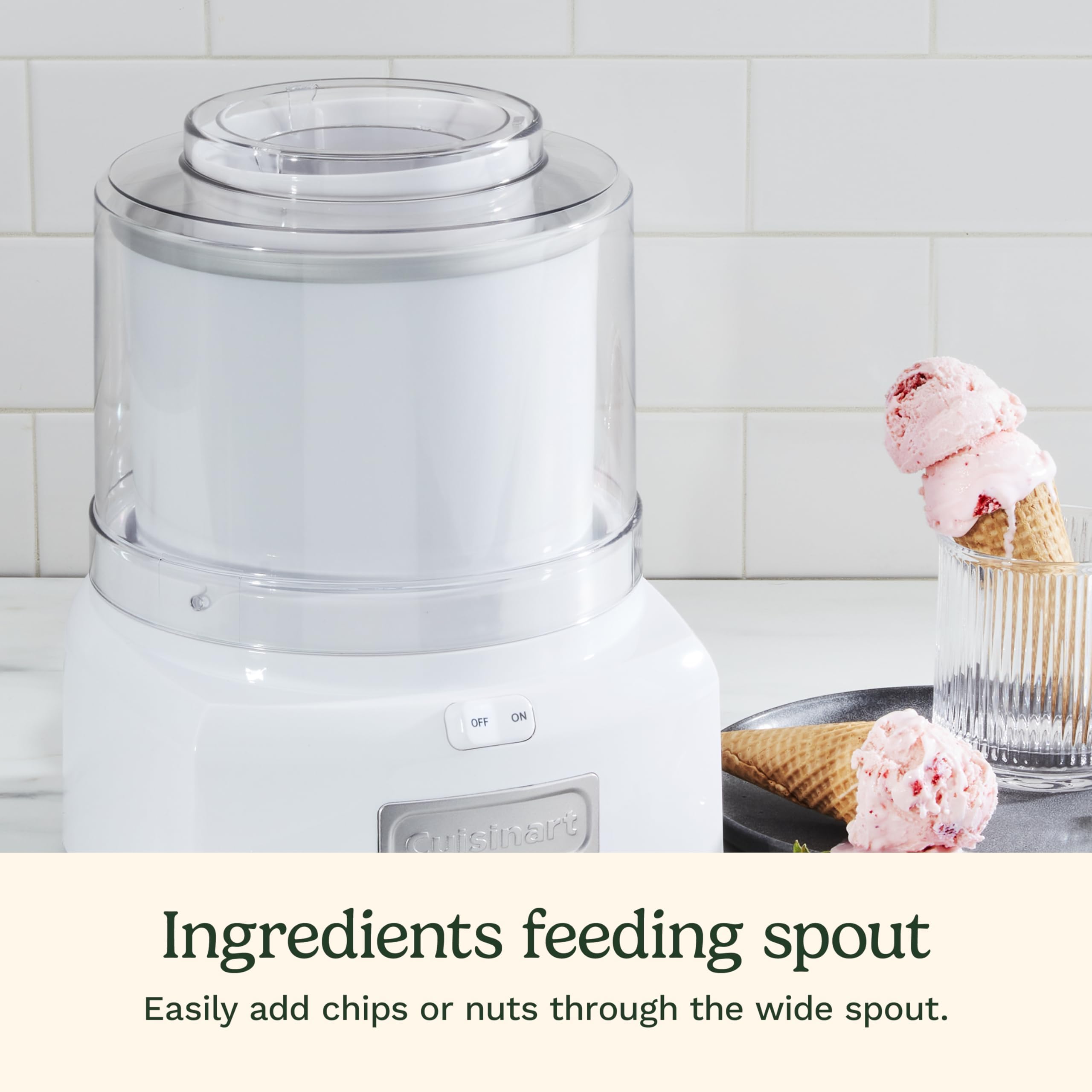 Cuisinart Ice Cream Maker, 1.5 Quart Double Insulated, Sorbet and Frozen Yogurt Maker, Ready in 20 Minutes, ICE-21P1, White - Image 6