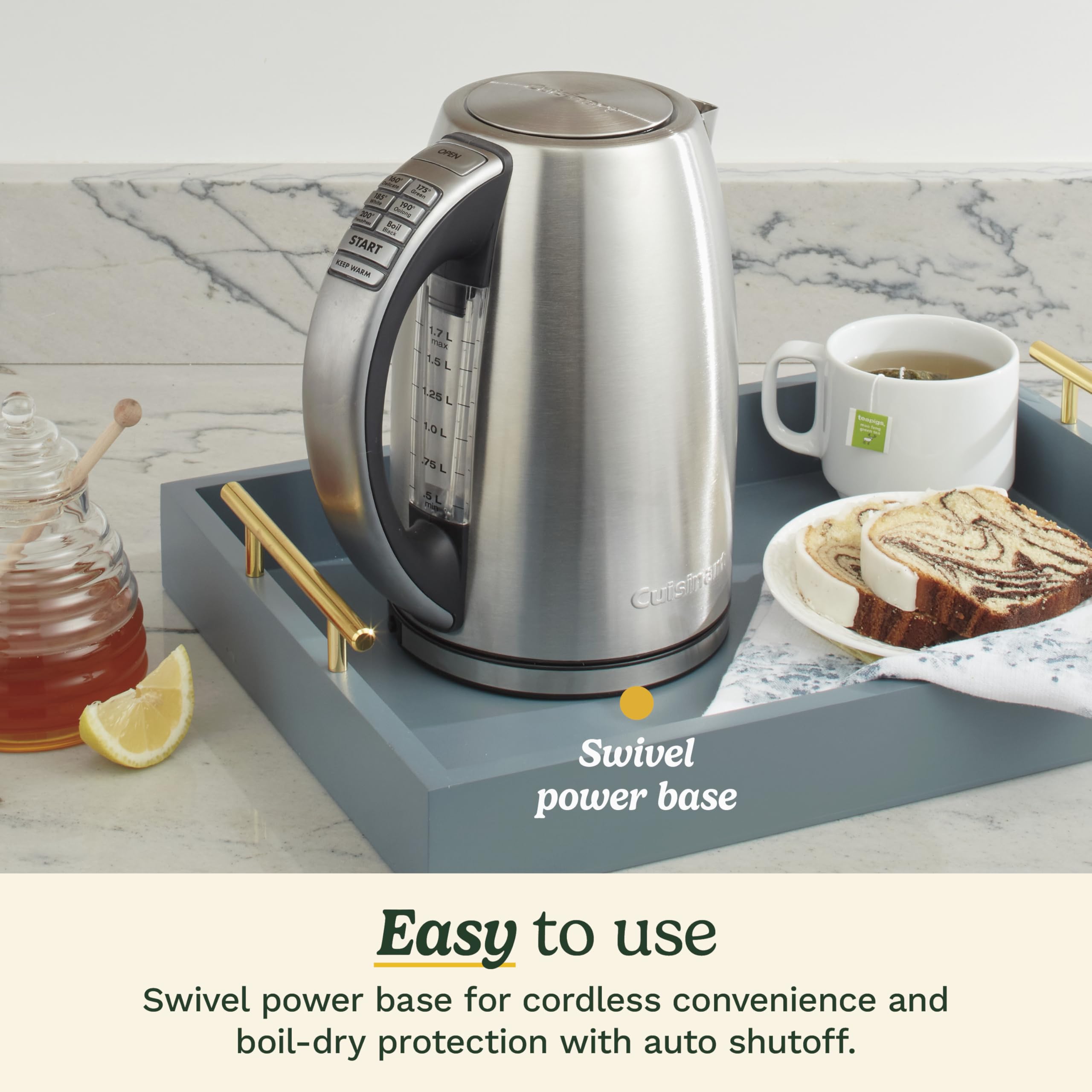 Cuisinart PerfecTemp 1.7-Liter Electric Kettle, Cordless Electric Tea Kettle, 1500W for Fast Heat-Up, 6 Preset Temperatures, 30-Minute Keep Warm, Stay Cool Nonslip Handle, CPK-17P1 - Image 6