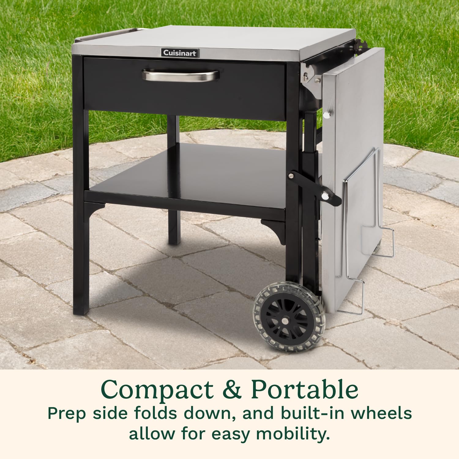 Cuisinart Prep ‘n Cook Outdoor Table and Grill Stand, Stainless Steel Folding Table with Wheels, 48” x 24” Prep Station for Home BBQ, Tailgates, Cookouts - Image 4