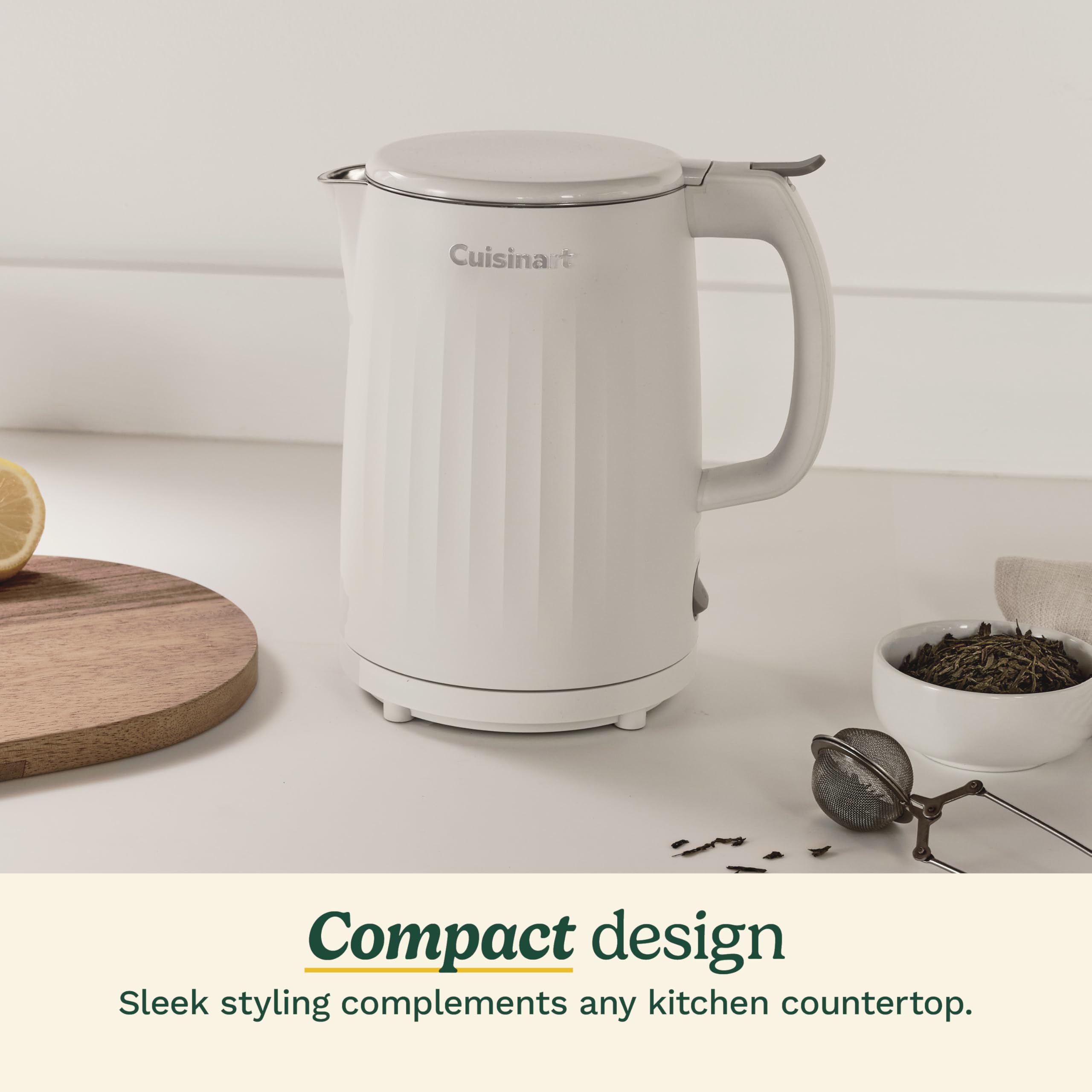 Cuisinart Soho 1-Liter Double Wall Electric Hot Water Kettle, Tea Kettle with Stainless Steel Interior, One Touch Operation to Boil Water for Tea, Hot Cocoa, or Instant Oatmeal, CK-10TR, Truffle - Image 5
