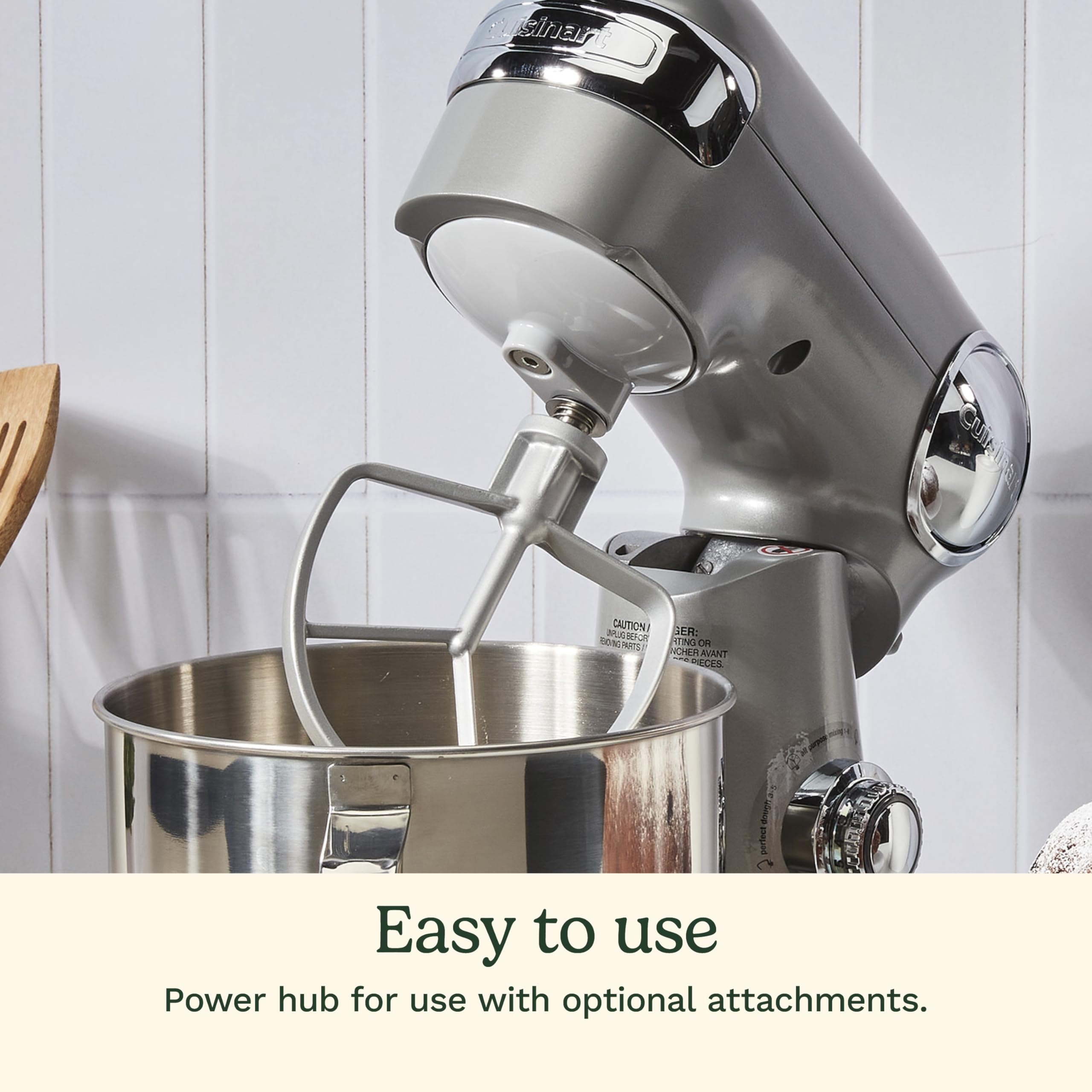 Cuisinart Stand Mixer, 12 Speeds, 5.5-Quart Mixing Bowl, Chef's Whisk, Flat Mixing Paddle, Dough Hook, and Splash Guard with Pour Spout, Silver Lining, SM-50BCNAS, Silver Lining - Image 5
