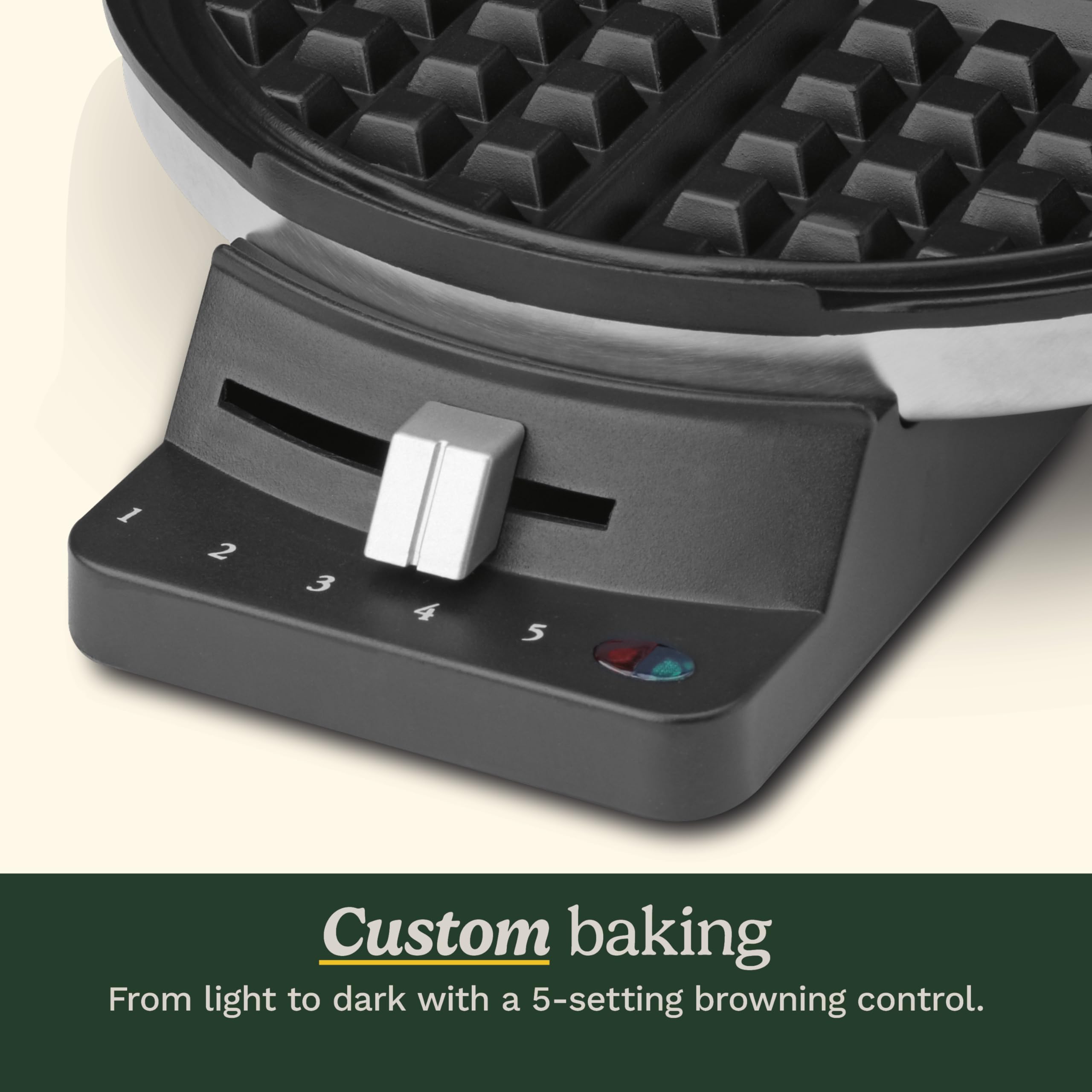 Cuisinart Waffle Maker, 1250W Round Classic Waffle Iron, 5-Setting Adjustable Browning Control, WMR-CANAS, Brushed Stainless - Image 5